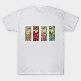 The Luminous Ladies of Art Nouveau: Topaz, Ruby, Amethyst, and Emerald T-Shirt